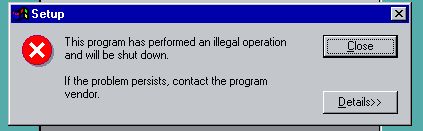 Windows 95 Illegal Operation Error Message